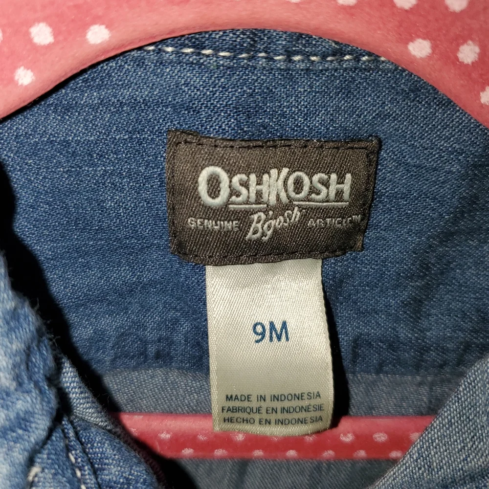 5 for $25 | OshKosh B'gosh Denim Chambray Button Up Long Sleeve Bodysuit